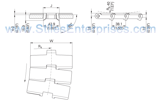 880B Radius Slat Top Chain Dwg