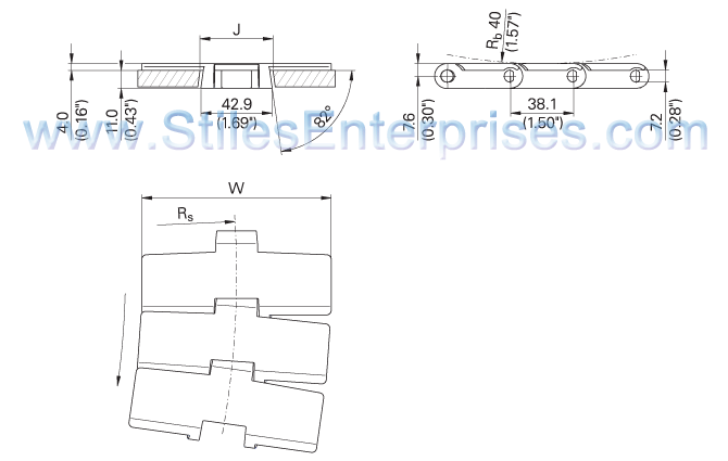 880J Radius Slat Top Chain Dwg